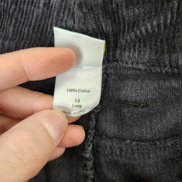 Garnet Hill Black Corduroy Pants Bootcut Jeans Wide Leg Women's 14 Long - Picture 6 of 7